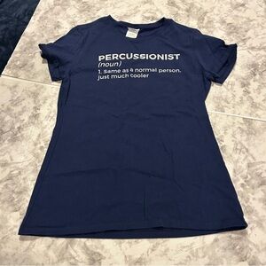 Women’s Percussionist Definition Blue Babydoll Tshirt Size small